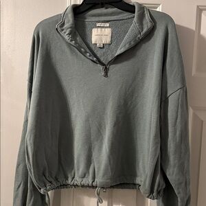 American Eagle Outfitters Green Quarter-Zip Sweatshirt